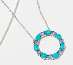 Affinity Gems Sterling Silver Turquoise & Tanzanite Circle Necklace