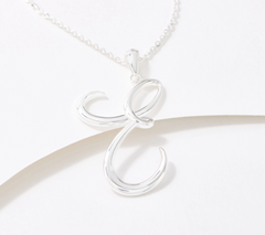 Silver Style Sterling Silver "E" Initial 18" Necklace
