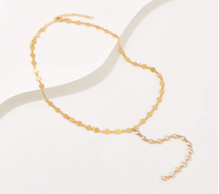 Diamonique x Lisa Freede Goldtone Brass Clear CZ Y-Drop Necklace 16"