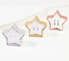 Diamonique x Amy Stran Sterling Silver Set of 3 Earrings Gift Set