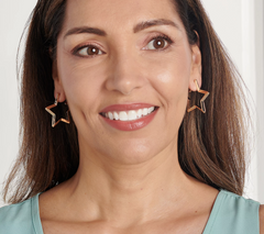 Joan Rivers Set of 2 Star and Round Gold Tone Hoop Earrings