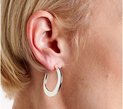 Denim & Co. Silvertone Hammered Hoop Earrings, 1-1/4"