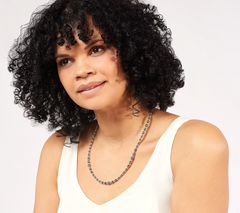 American West Sterling Silver Stamped & Bead 21" Necklace