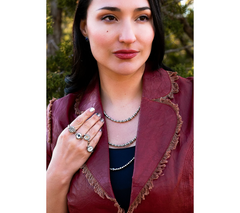 American West Sterling Silver Stamped & Bead 21" Necklace