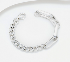 UltraFine 950 Silver Paperclip & Curb Link Toggle Bracelet Small