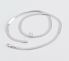 Diamonique Sterling Silver Princess Cut Solitaire Necklace