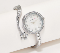 Isaac Mizrahi Live! Bangle Hinge Silver Tone Watch Small