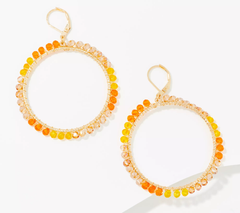 Susan Graver Tonal Ombre Beaded Hoop Topaz Earrings