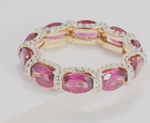 Affinity Gems Gold-Over SS Oval Rhodolite Gemstone & White Topaz Band Ring Size 7