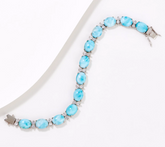 Affinity Gems Sterling Silver Opaque Kunzite & White Zircon Tennis Bracelet 7-1/4"