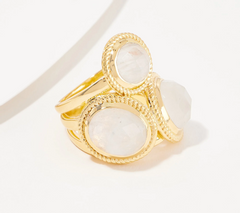 Anillo Affinity Gems de plata de ley con piedra lunar de 3 piedras, talla 7