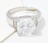 Diamonique 35th Anniversary Oval-Cut 100-Facet Sterling Silver Ring, Size 6