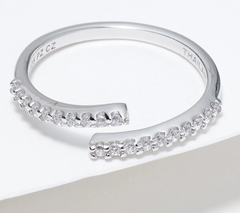 Diamonique x Courtney Khondabi Sterling Silver Bypass Ring, Size 5