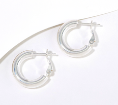 UltraFine 950 Silver Polished 3/4" Hoop Earrings
