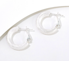 UltraFine 950 Silver Satin Finish 3/4" Hoop Earrings