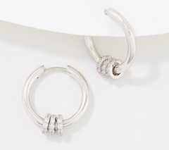 Diamonique Roundel Hoop Sterling Silver Earrings