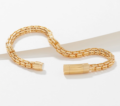 Italian Silver Gold-Over Sterling Silver Split Link Bracelet, Avg