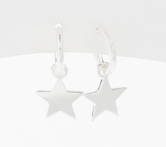 UltraFine Silver Star Motif Petite Hoop Earrings