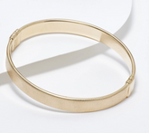 Italian Silver Satin Diamond Cut 9mm Bangle SS, Gold tone, Small