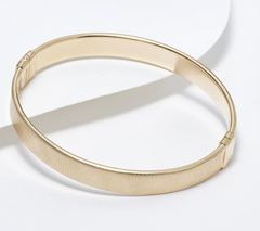 Italian Silver Goldclad Satin Diamond Cut 9mm Bangle, Large 8"