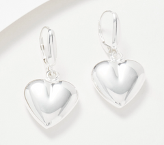 UltraFine 950 Silver Heart Motif Polished Dangle Earrings