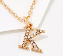 Joan Rivers Gold Tone Pave "K" Initial Pendant Necklace