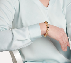 Italian Silver Gold-Clad Polished Bead Bracelet Avg