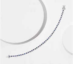 Affinity Gems Sterling Silver Blue and White Sapphire Bracelet