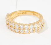 Diamonique 35th Anniversary 35 Stone Band Gold-Over SS Ring Size 6