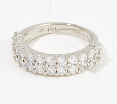 Diamonique Sterling Silver 925 Cubic Zirconia 35-Stone Platinum-Clad Band Size 9