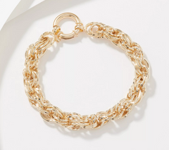 Gold-Clad Sterling Silver Diamond Cut Bracelet By Silver Style, Avg