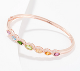 Affinity Gems Marquise Cut Rainbow Bangle Bracelet Sterling Silver, Avg