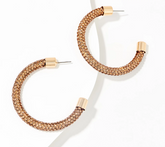 Joan Rivers Pave Mesh Topaz Goldtone Hoop
