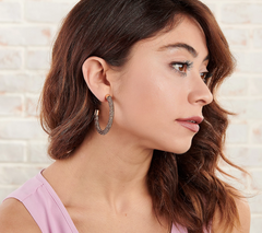 Joan Rivers Pave Mesh Topaz Goldtone Hoop