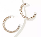 Joan Rivers Pave Mesh Crystal Silver tone Hoop