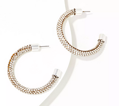 Joan Rivers Pave Mesh Crystal Silver tone Hoop
