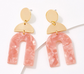 True Lovelies Blush Pink Resin Deco Style Gold Tone Drop Earrings
