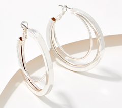 True Lovelies Double Silvertone Hoop Earrings