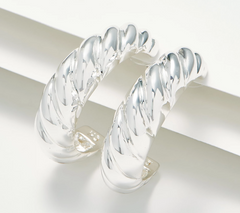 True Lovelies Croissant Twisted Silvertone Mini Hoop Earrings