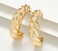 True Lovelies Croissant Twisted Goldtone Mini Hoop Earrings