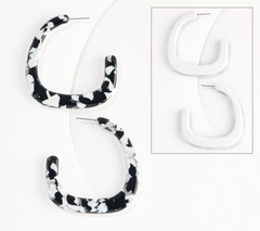 True Lovelies Oblong/Monochrome Resin Double Sided Hoop Earrings