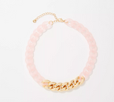 True Lovelies Light Pink Resin and Gold Cable Collar Necklace