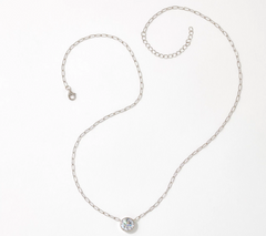 Diamonique Sterling Silver 2 cttw Bezel Set Solitaire Necklace, 18"