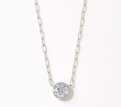 Diamonique Sterling Silver 2 cttw Bezel Set Solitaire Necklace, 18"