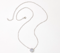 Diamonique 3.00 cttw Bezel-Set Solitaire Necklace, Sterling Silver