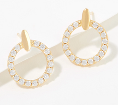 Diamonique Gold-over Sterling Silver Front Facing Circle Earrings