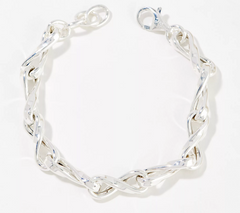 UltraFine 950 Silver Twisted Link Oval Bracelet, Large