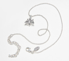 Joan Rivers Silvertone Crystal Bee Pendant and Earring Set
