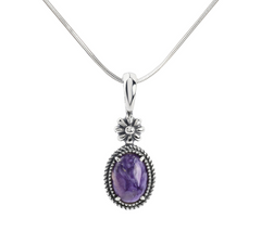 American West Sterling Silver Purple Gemstone Enhance w/ Chain