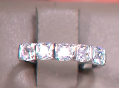 Diamonique Sterling Silver Round 5 Stone Set Band Ring Size 6